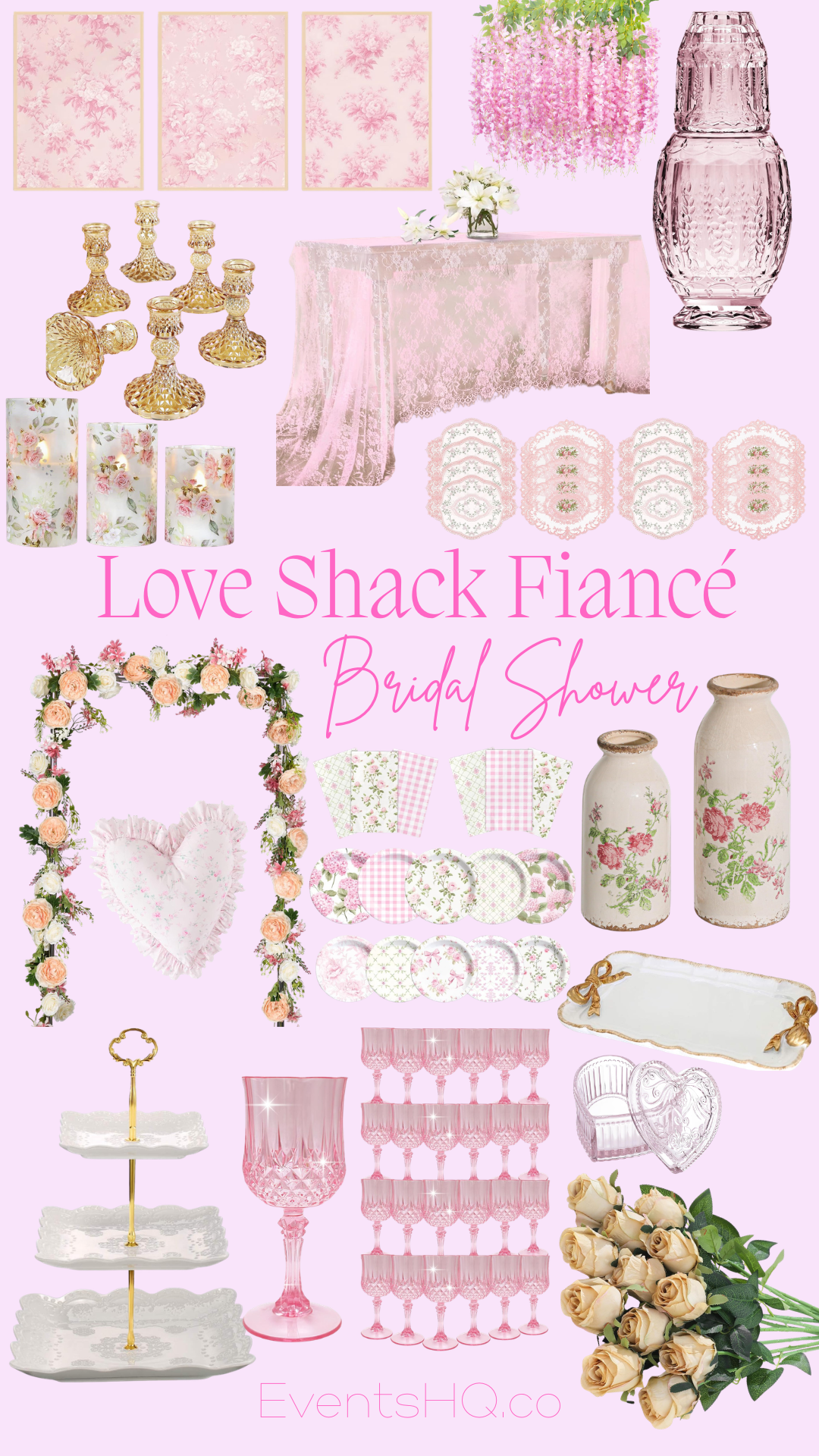 Love Shack Fiance bridal shower theme with LoveShackFancy-inspired soft pastels with dainty florals