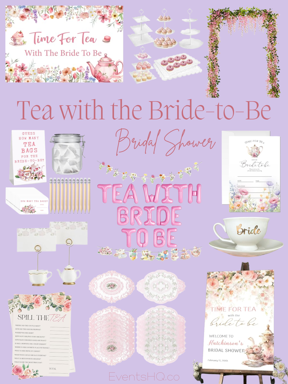 Tea With The Bride-To-Be bridal shower theme with pastel tea party with vintage china and florals