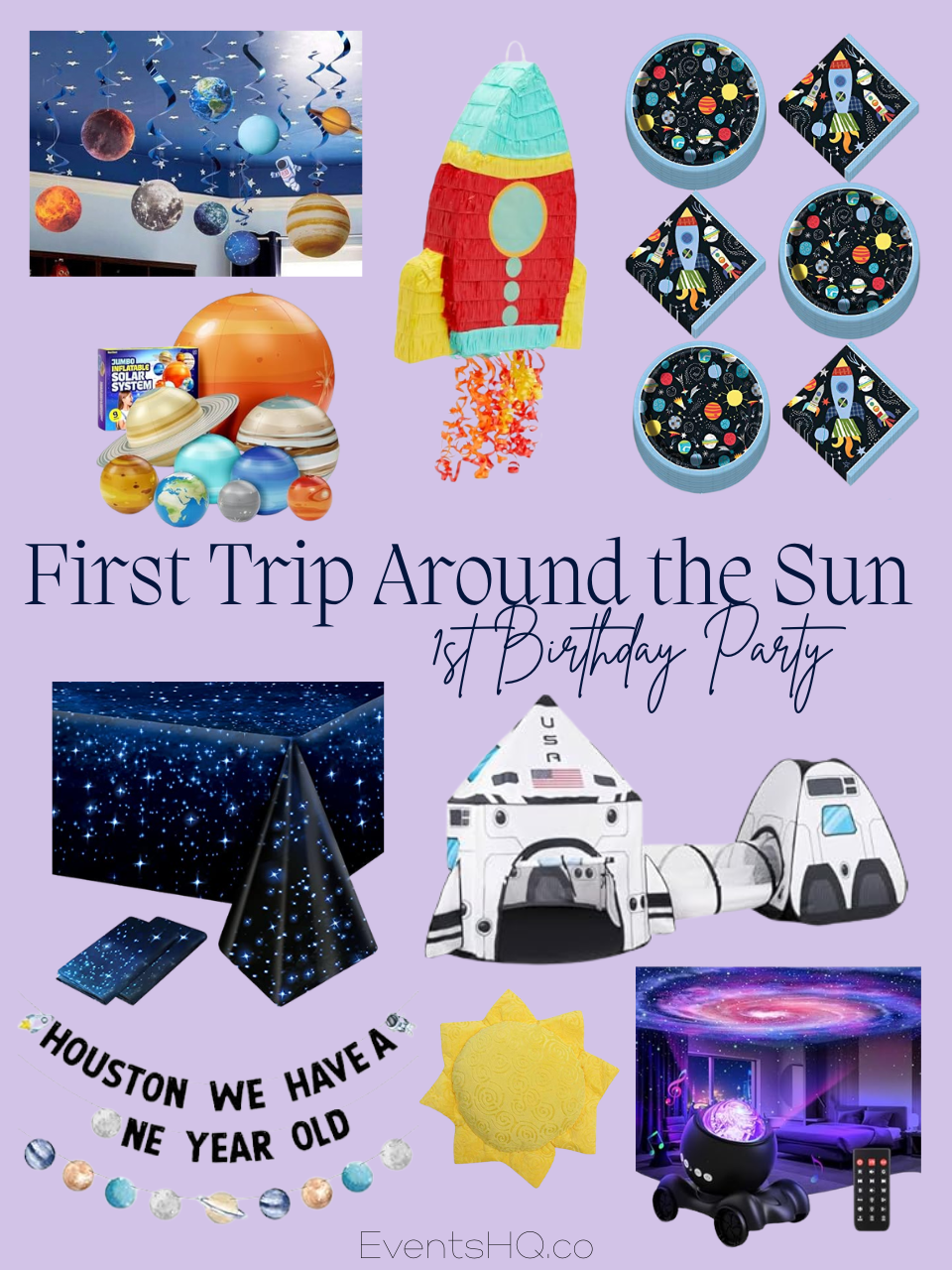 First Trip Around the Sun first birthday boy theme — sun celestial gold Amazon finds