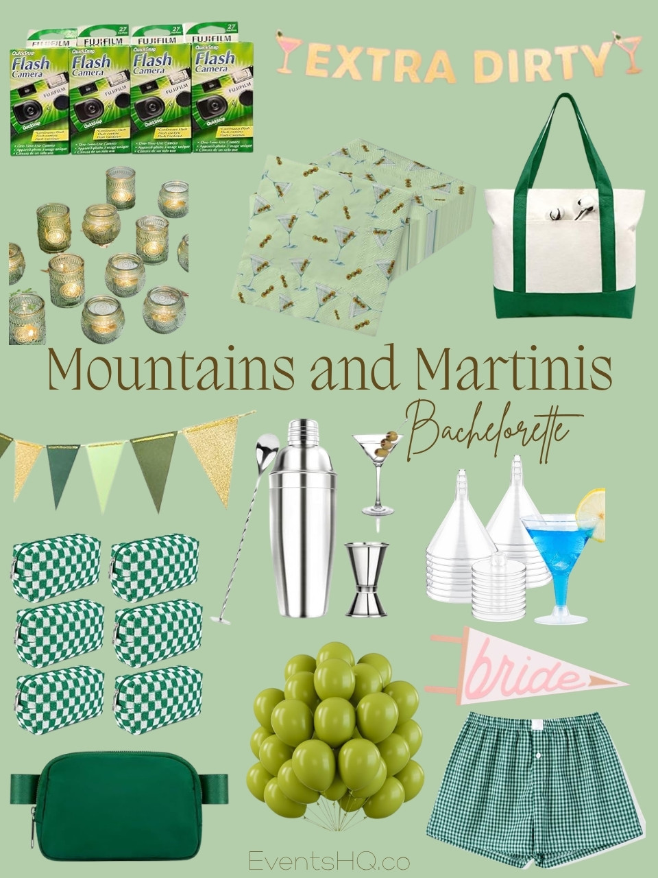 Mountains And Martinis bachelorette theme