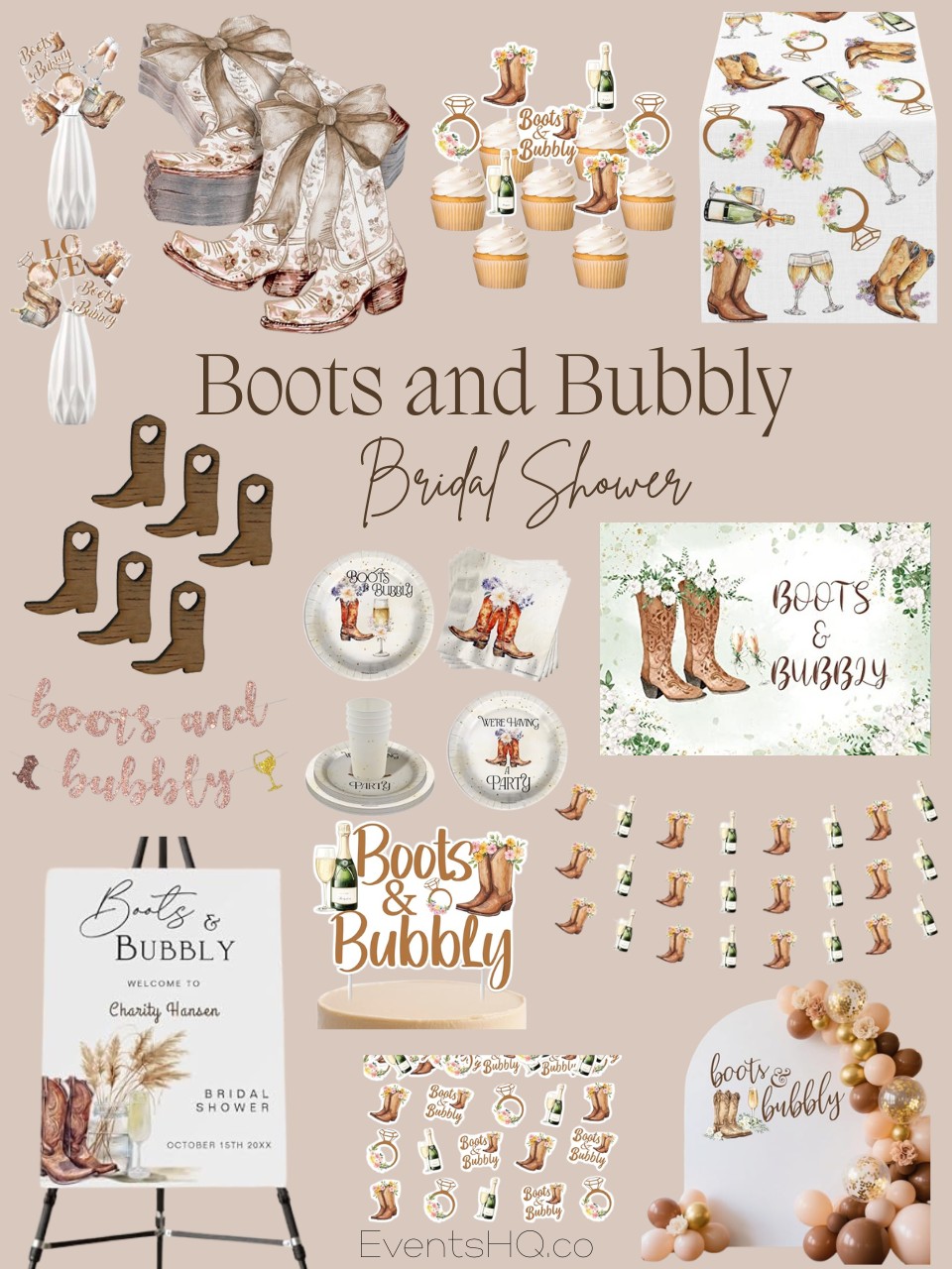 Boots And Bubbly bridal shower theme