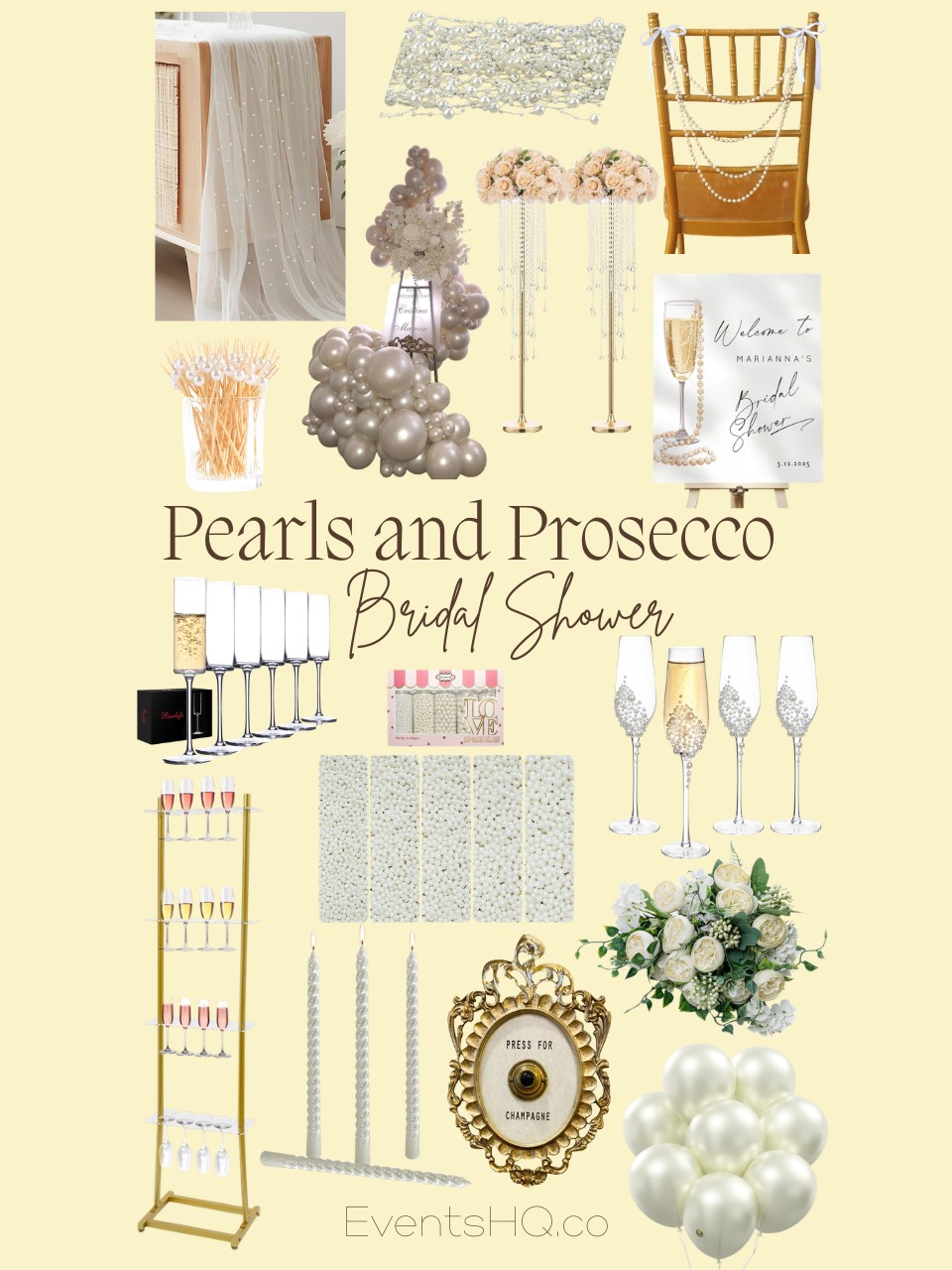 Pearls And Prosecco bridal shower theme