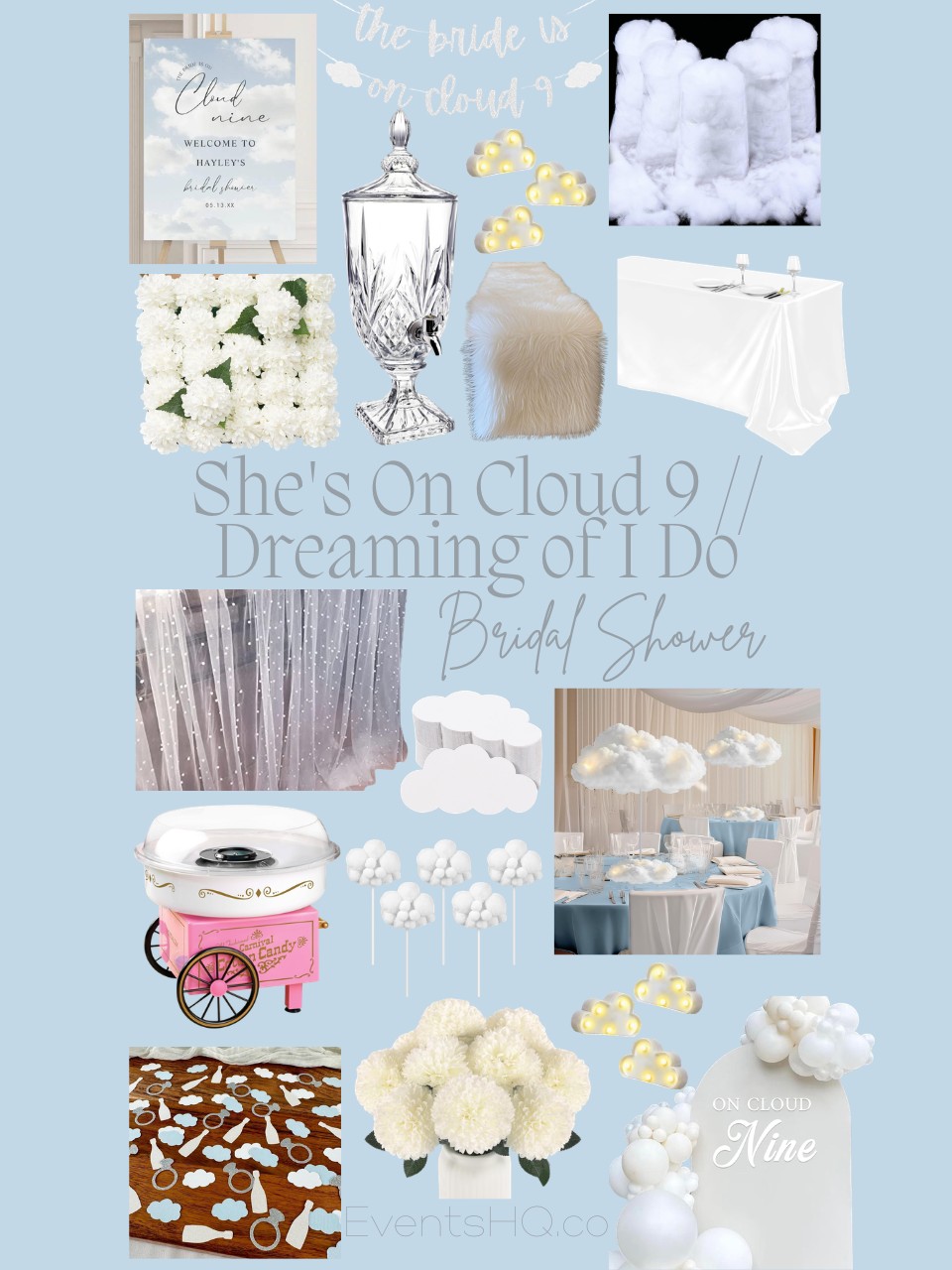 She's On Cloud 9 bridal shower theme