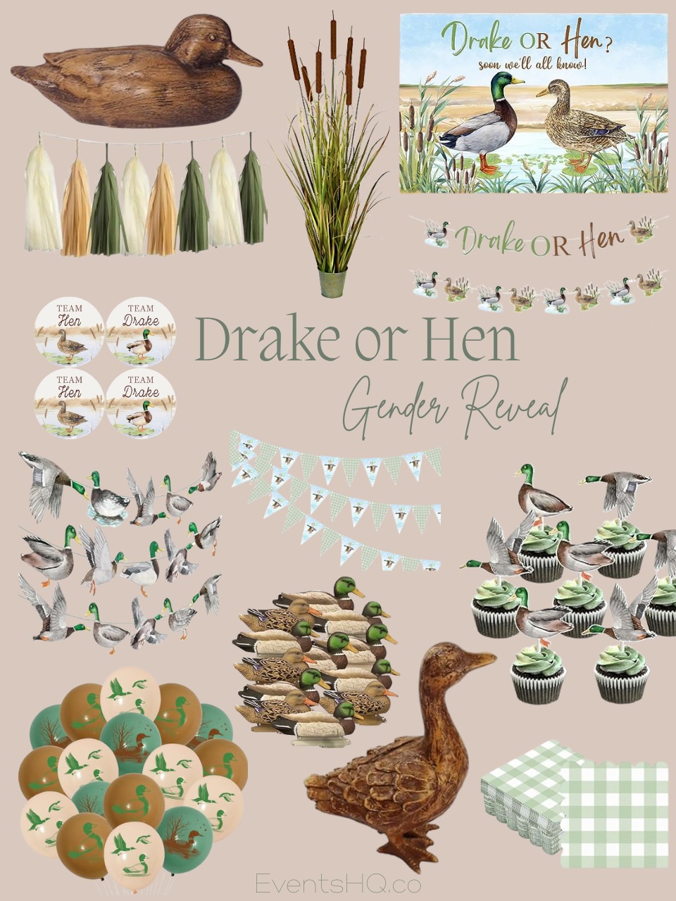 Drake or Hen gender reveal theme