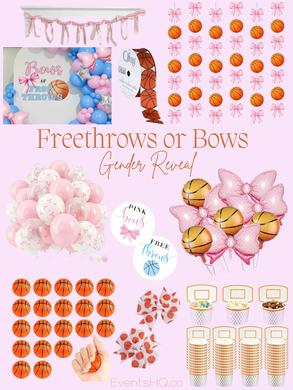 Freethrows or Bows gender reveal theme