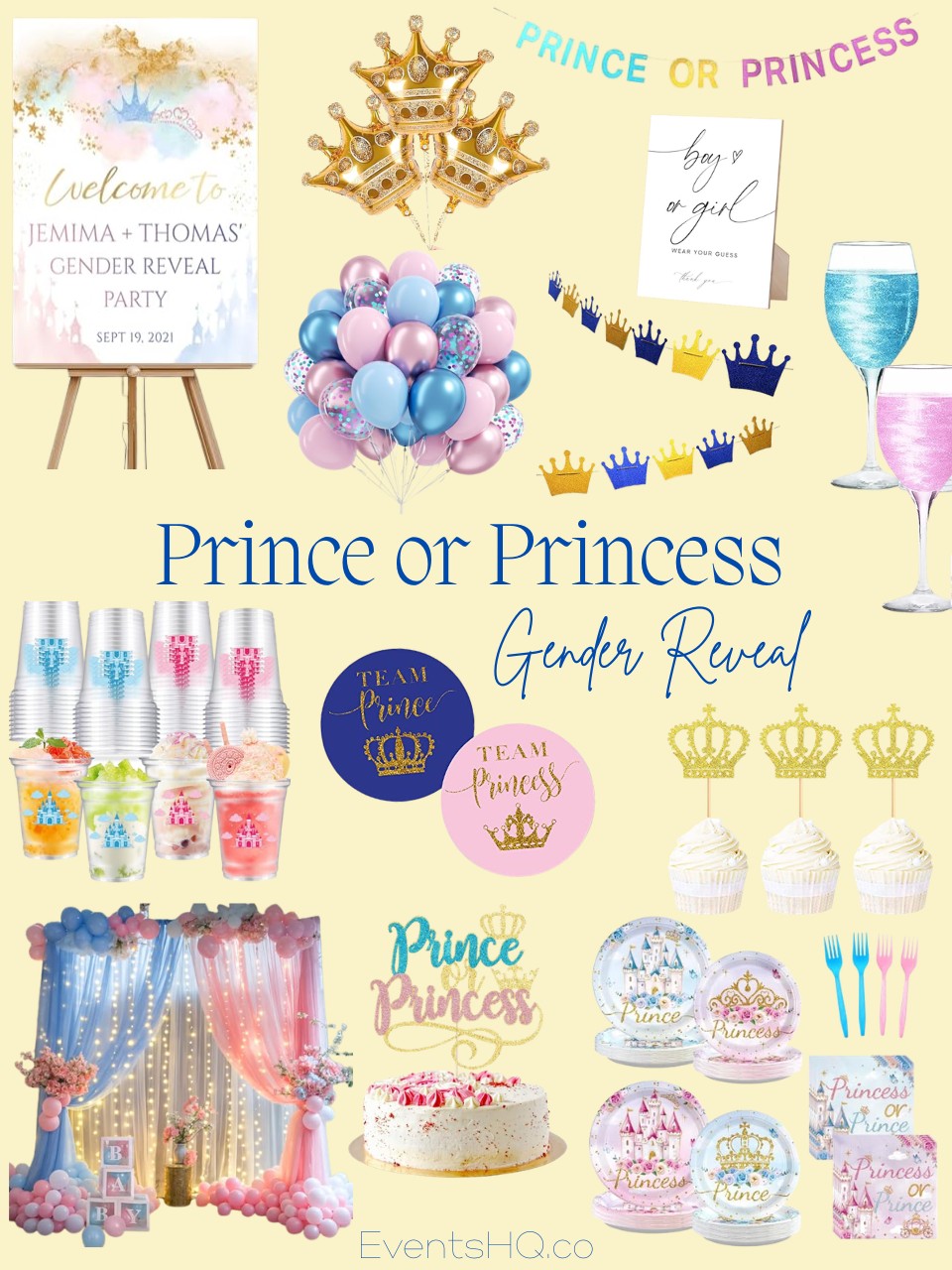 Prince or Princess gender reveal theme
