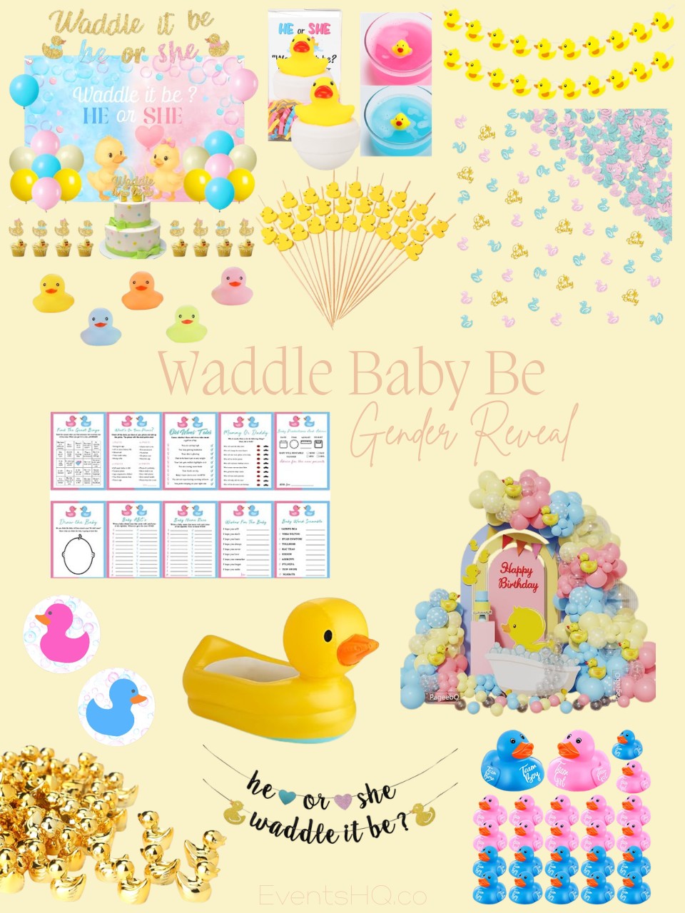 Waddle Baby Be gender reveal theme