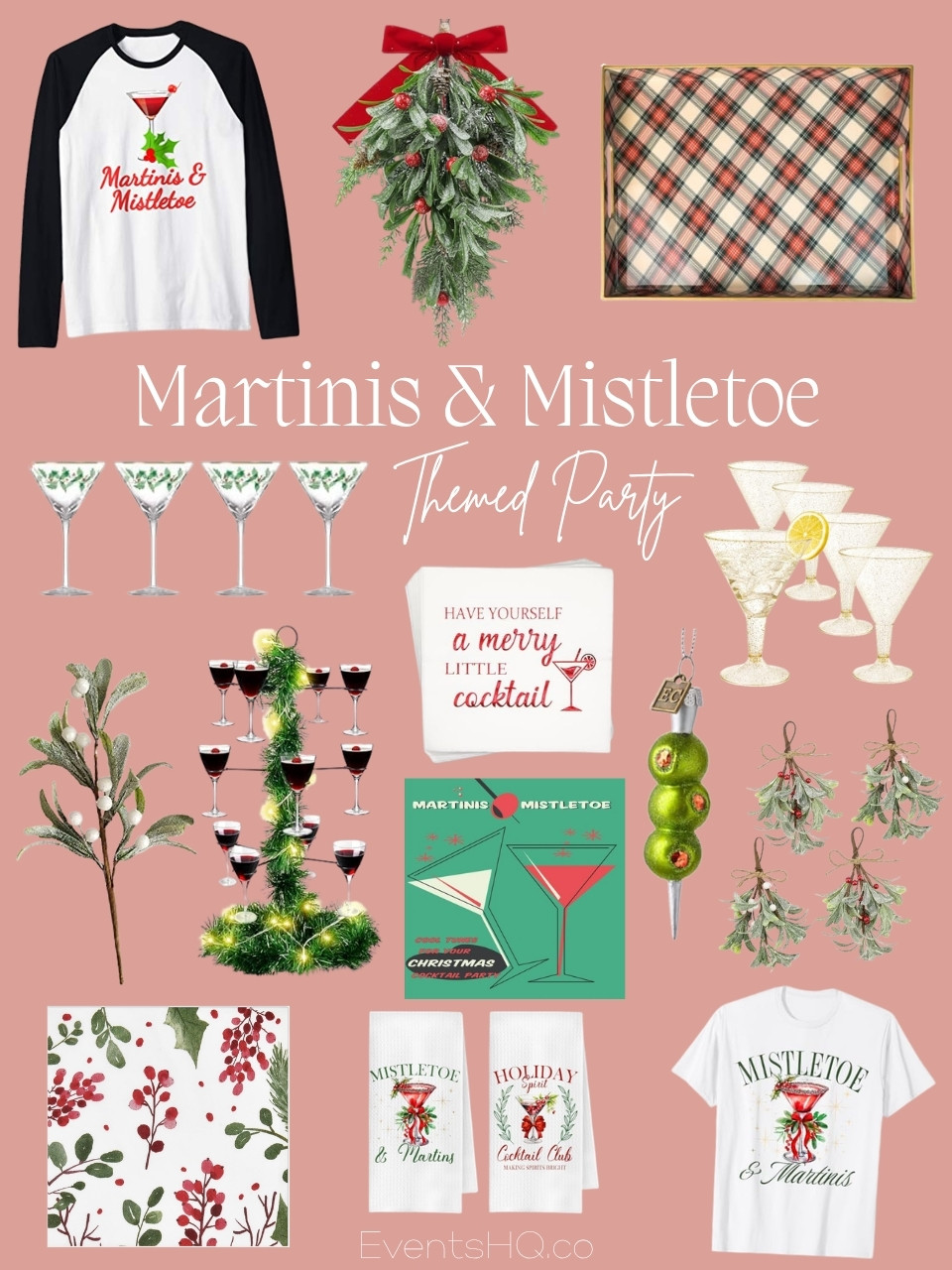 Martinis & Mistletoe holiday theme
