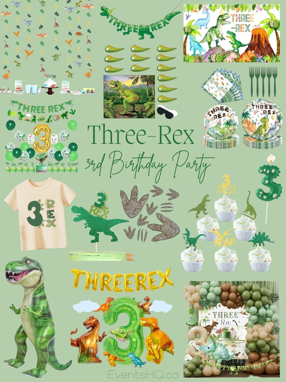 Three-Rex kids birthday theme