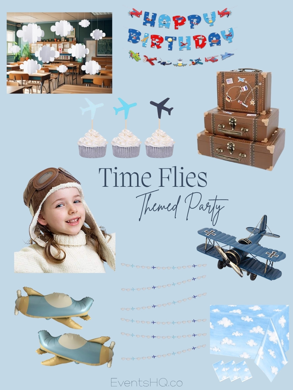 Time Flies kids birthday theme