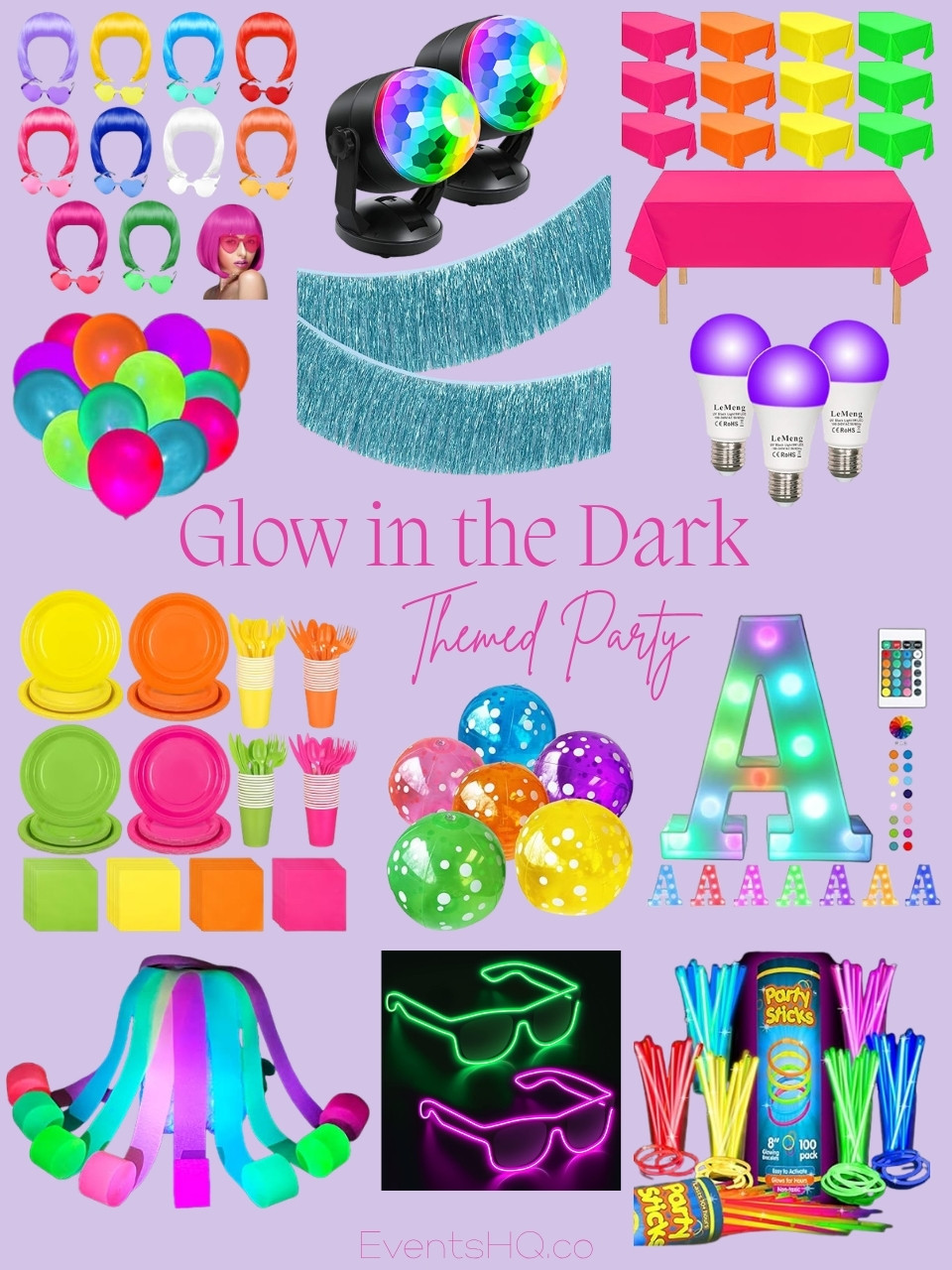 Glow In The Dark themed party theme