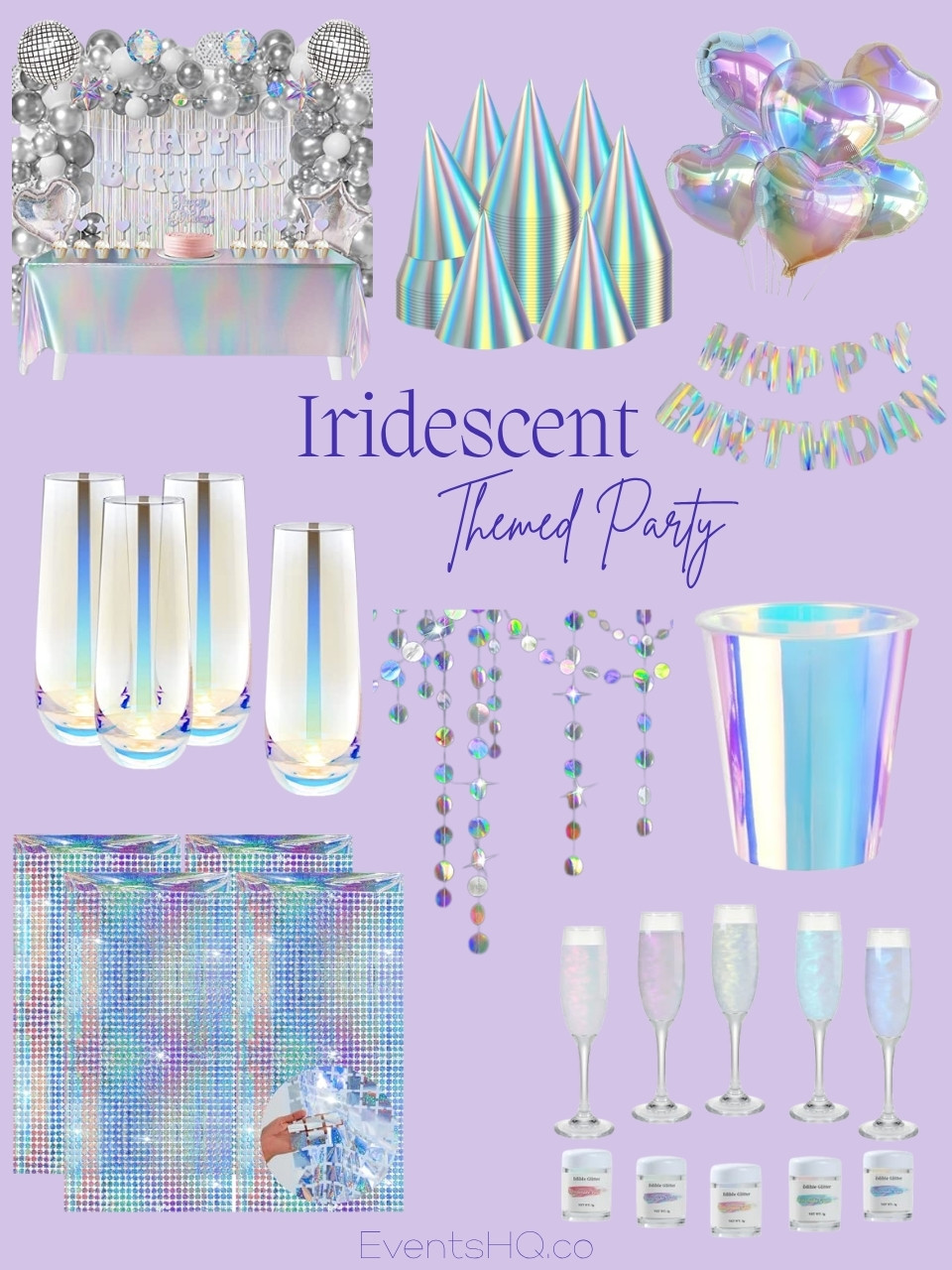 Irridecent themed party theme