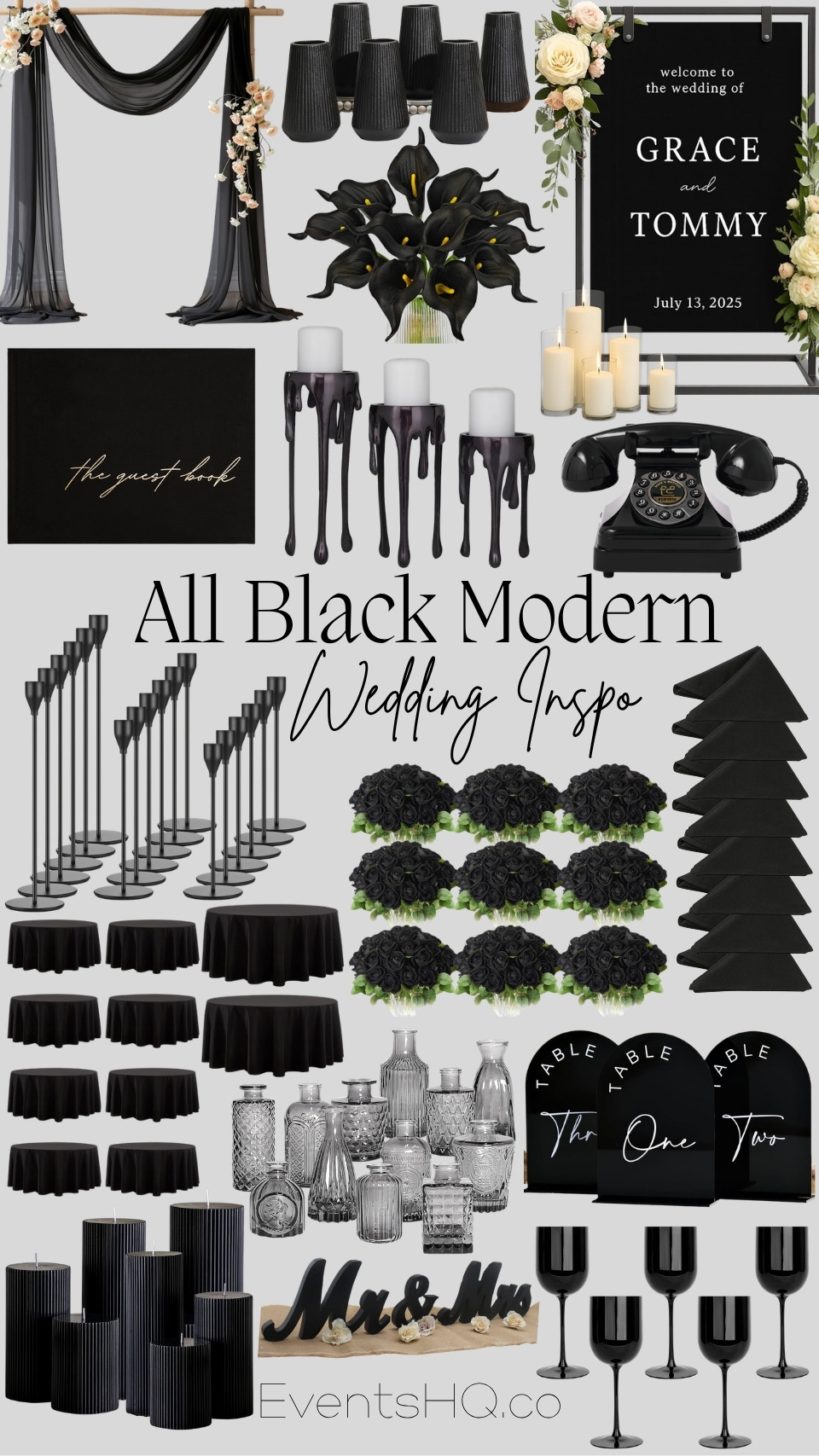 All Black wedding theme