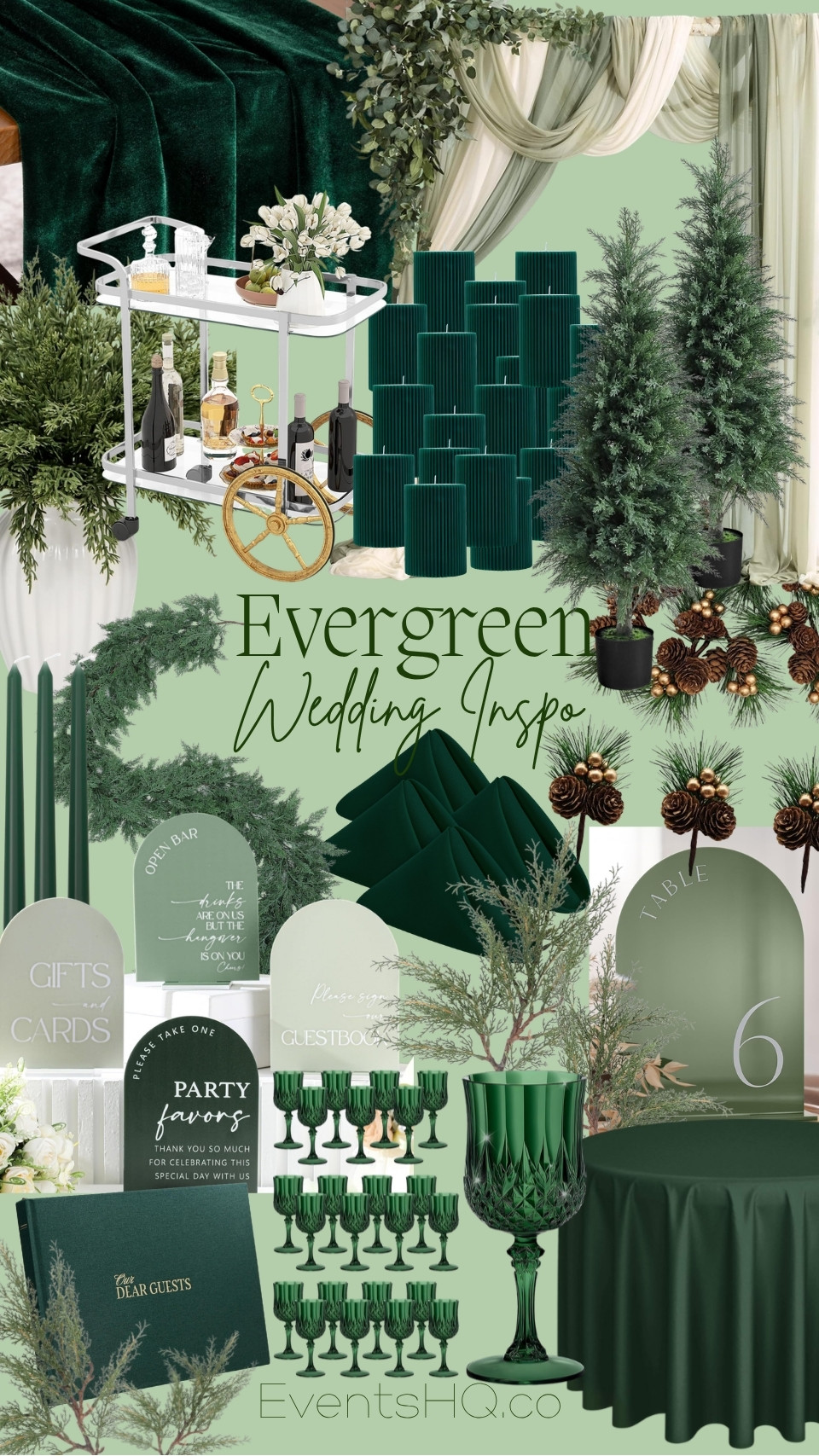 Evergreen wedding theme