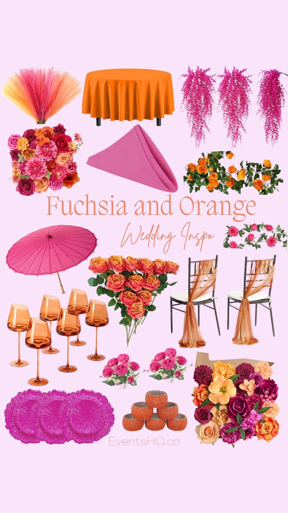Fuchsia and Orange wedding theme