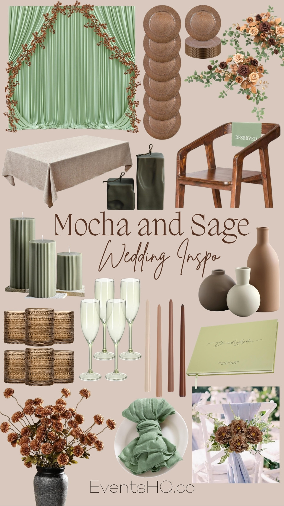 Mocha & Sage wedding theme