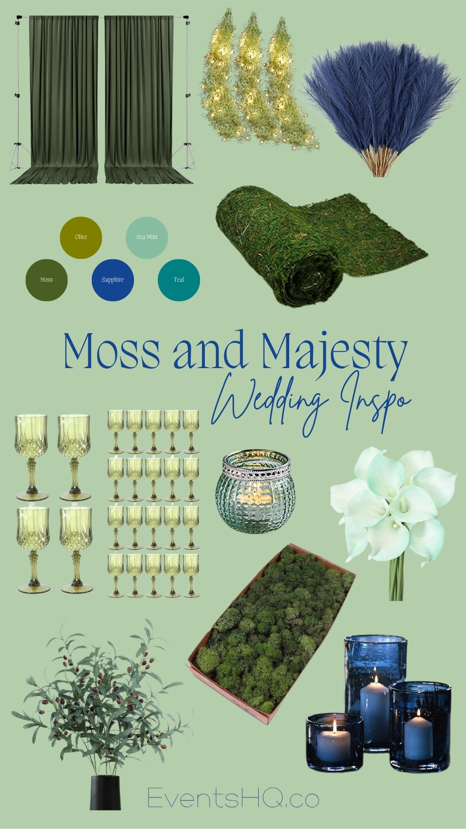 Moss and Majesty wedding theme