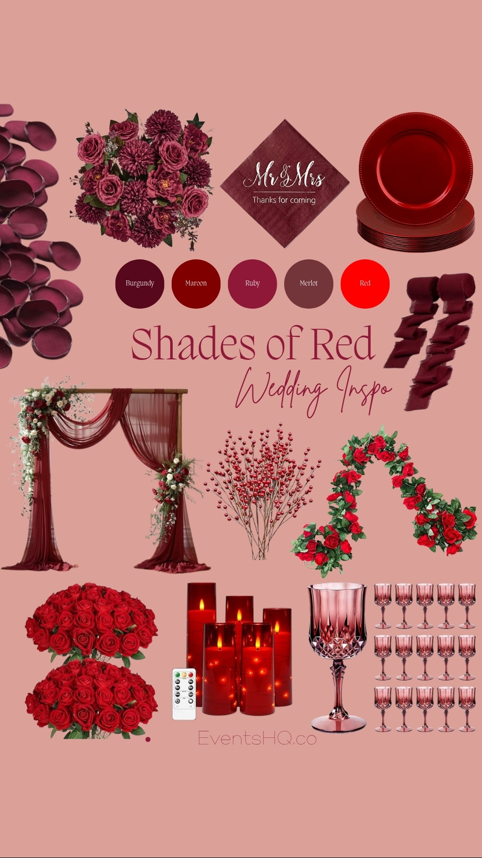Shades of Red wedding theme