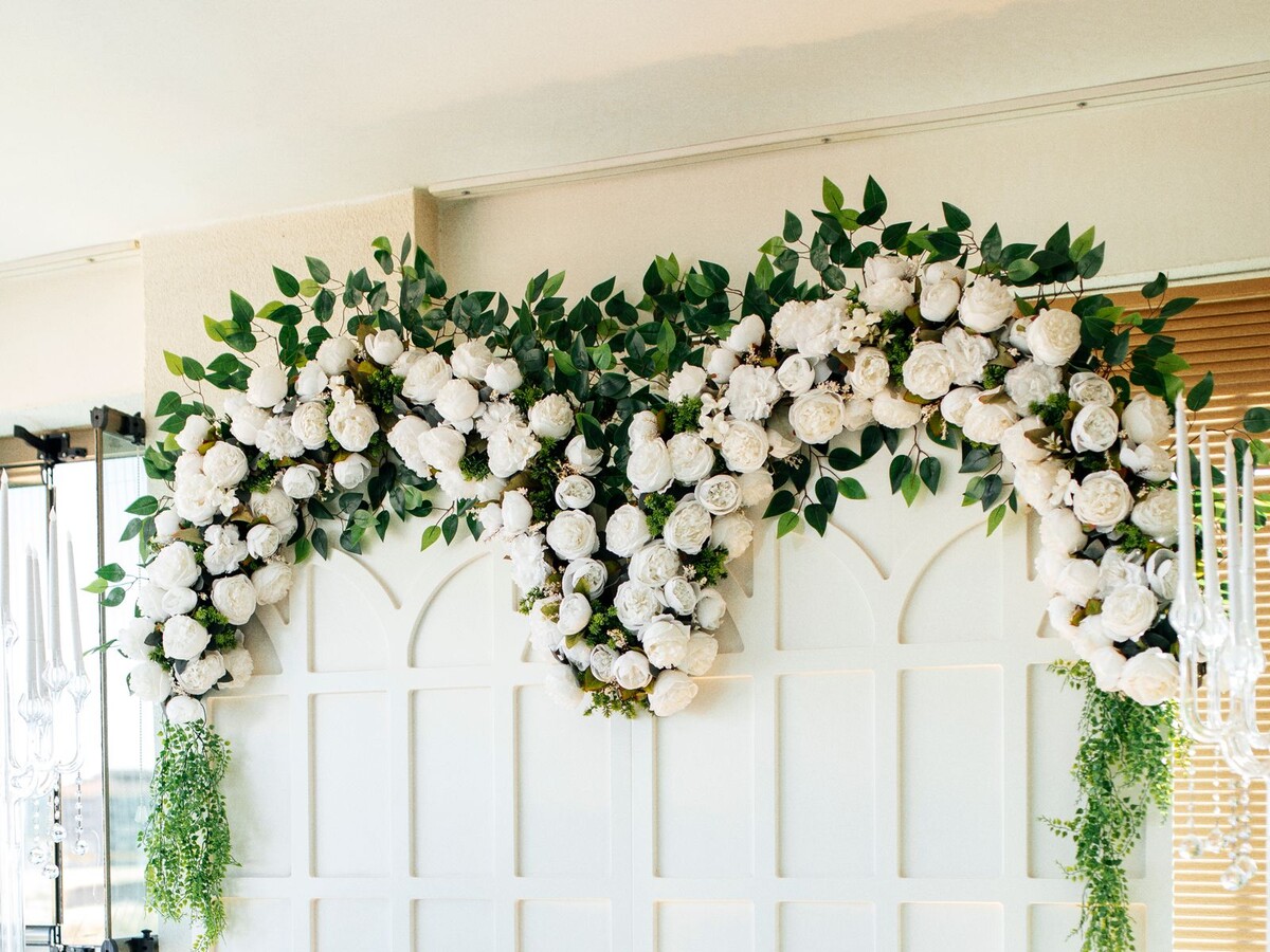 White flower wall backdrop