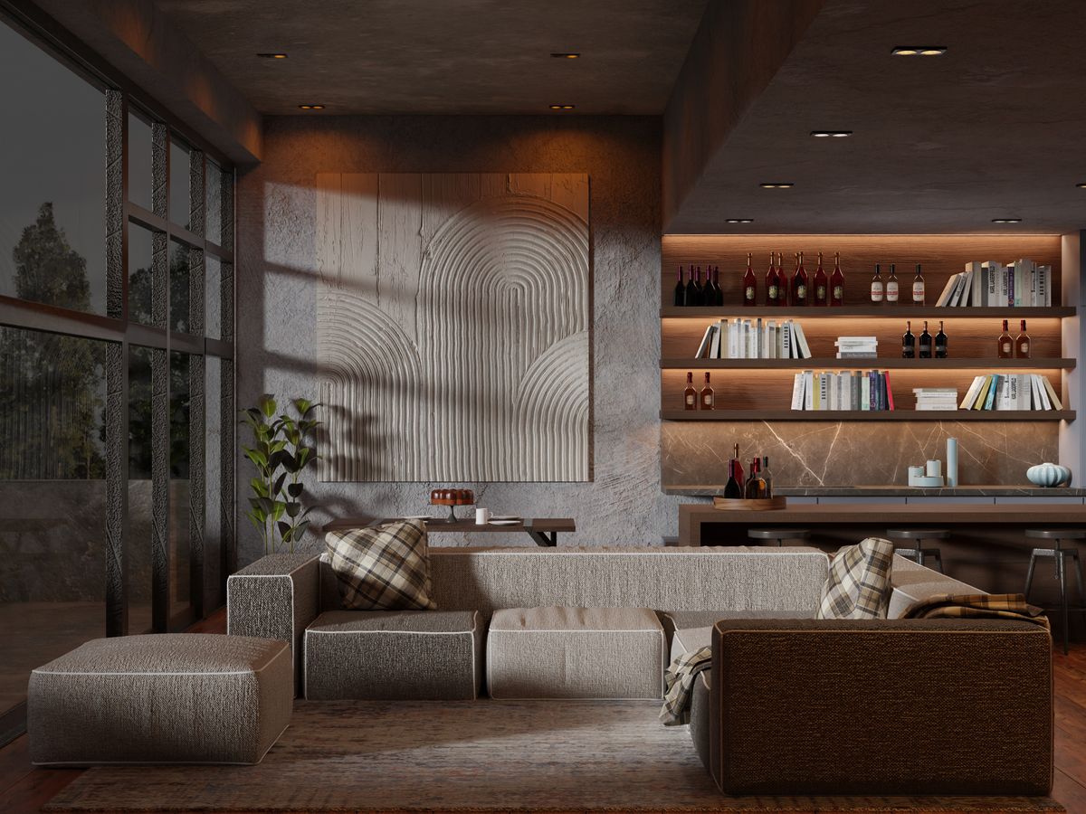 Warm, styled living room in a new home
