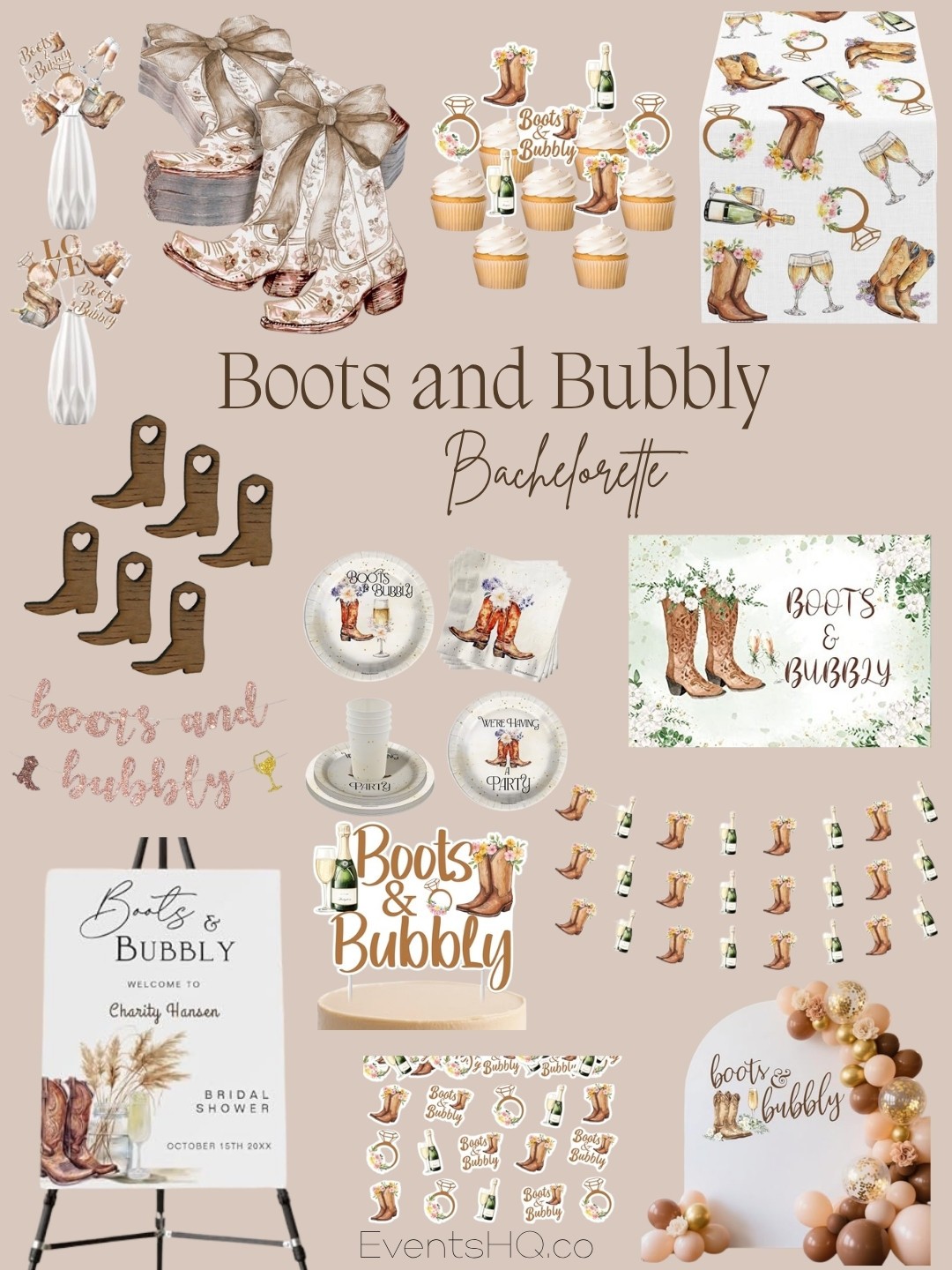 Boots and Bubbly bachelorette theme